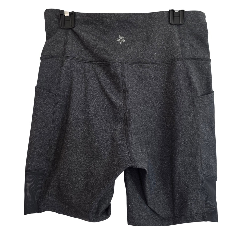Tek Gear Shapewear Womens High Waisted Bike‎ Shorts Gray Mesh Pockets Small
